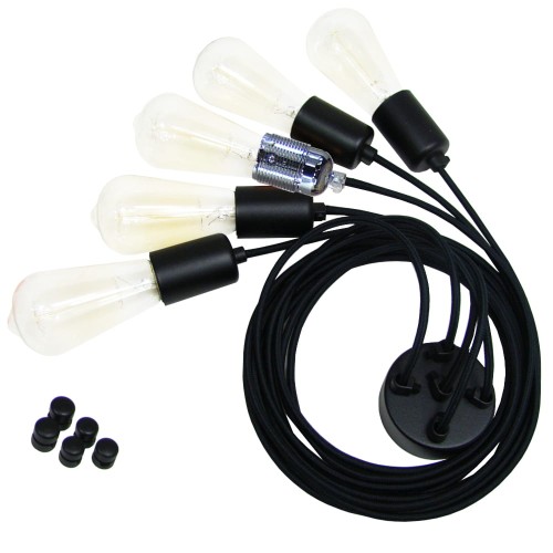 Przejdź do produktu Lampa wisząca pająk 5 czarny w tym 1 chrom
