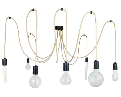Przejdź do produktu Lampa pająk 7 czarna 0101-N1 juta US-01