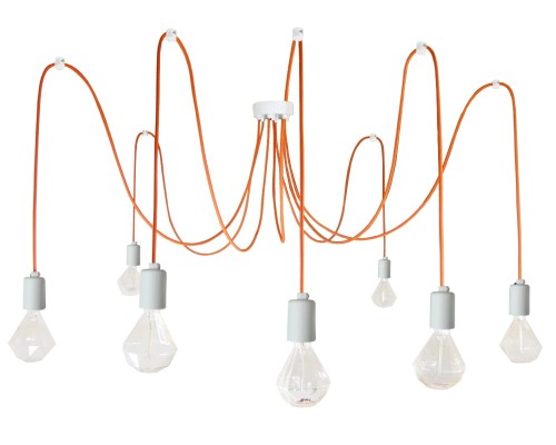 Przejdź do produktu Lampa pająk 7 biała 0202-6 orange US-02