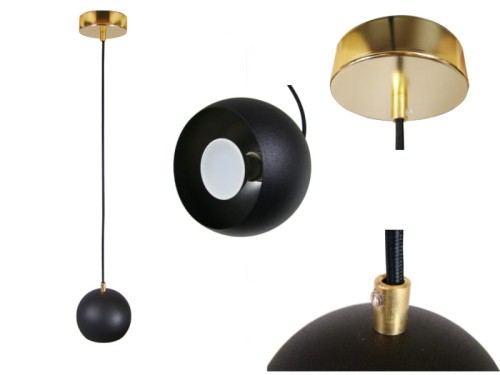 Przejdź do produktu Lampa wisząca kula  120mm  czarna złota 0108