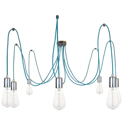Przejdź do produktu Lampa pająk 7 chrom 0707-4 błękitna US-07