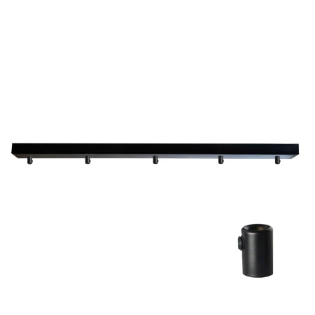 Podsufitka czarna prostokątna maskownica sufitowa 80cm 5 otworów +01A