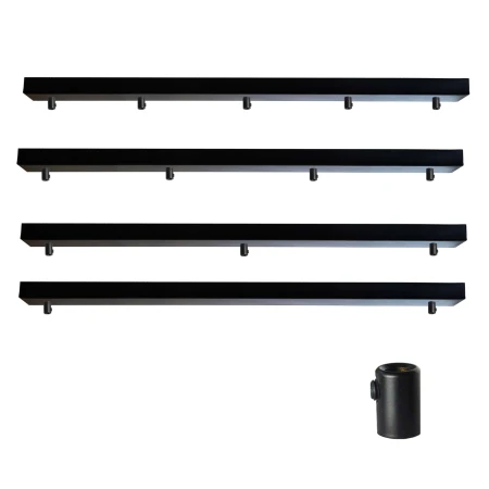 Podsufitka czarna prostokątna maskownica sufitowa 80cm 5 otworów +01A