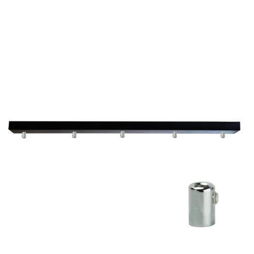 Przejdź do produktu Podsufitka czarna prostokątna maskownica sufitowa 80cm 5 otworów +07 chrom