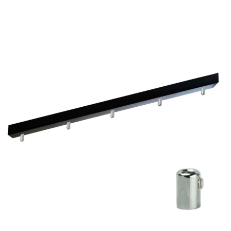 Podsufitka czarna prostokątna maskownica sufitowa 80cm 5 otworów +07 chrom