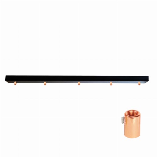 Przejdź do produktu Podsufitka czarna prostokątna maskownica sufitowa 80cm 5 otworów +09 mosiądz