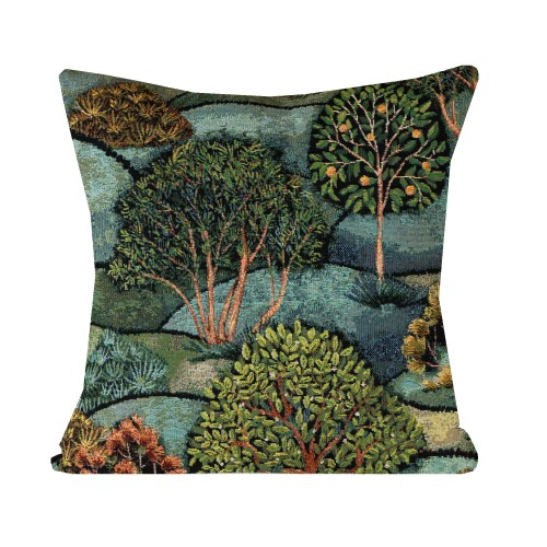 Przejdź do produktu Poszewka dekoracyjna 50x50cm Zielona Niebieska Poduszka Gobelinowa Liście PolDesign