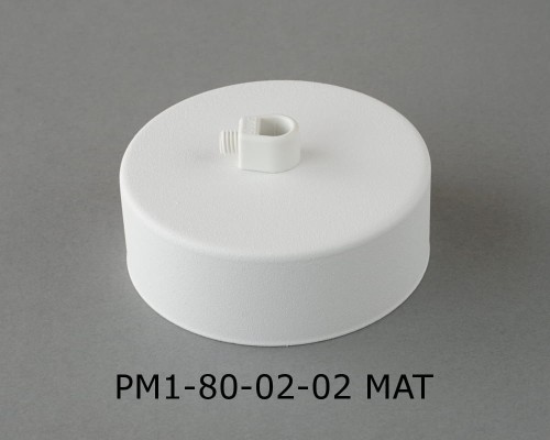 Przejdź do produktu Podsufitka metalowa 1 otwór 80mm kolor biały + biały hamulec