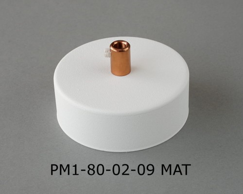 Przejdź do produktu Podsufitka metalowa 1 otwór 80mm kolor biały + miedź