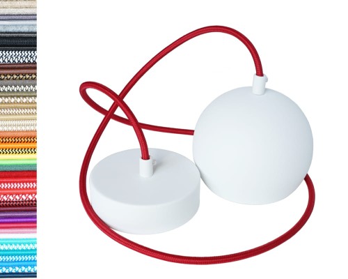 Przejdź do produktu Lampa wisząca kula 12cm 0202A biała czerwona