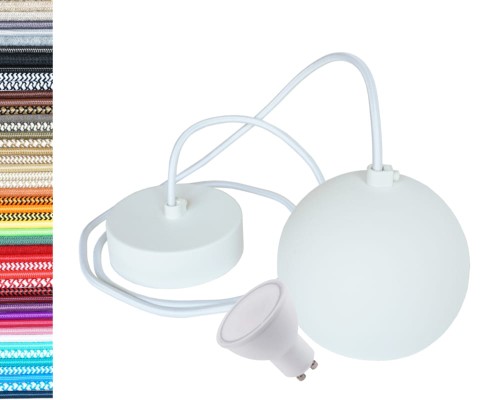 Przejdź do produktu Lampa wisząca kula 12cm biała 0202+GU10