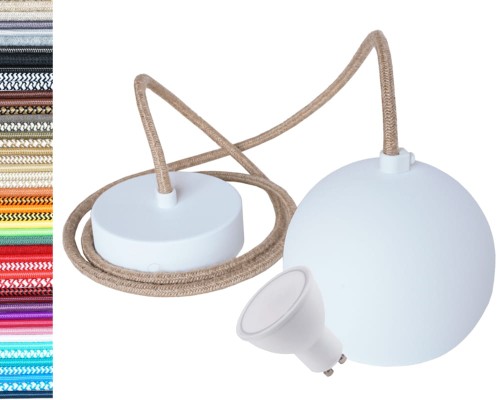 Przejdź do produktu Lampa wisząca kula 12cm biała 0202+GU10