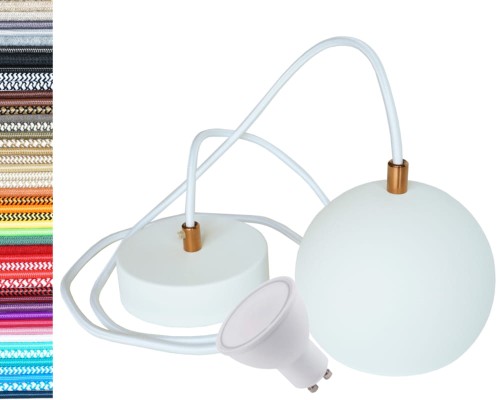 Przejdź do produktu Lampa wisząca kula 12cm biała 0209+GU10