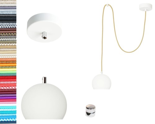 Przejdź do produktu Lampa wisząca kula 12cm biała 0207  2m