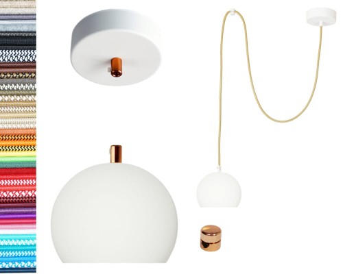 Przejdź do produktu Lampa wisząca kula 12cm biała  0209  2m
